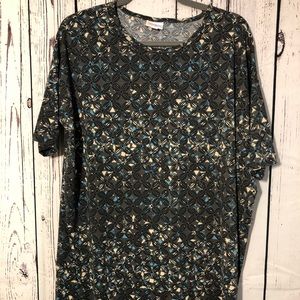 LuLaRoe Irma shirt size small black gray blue  tan